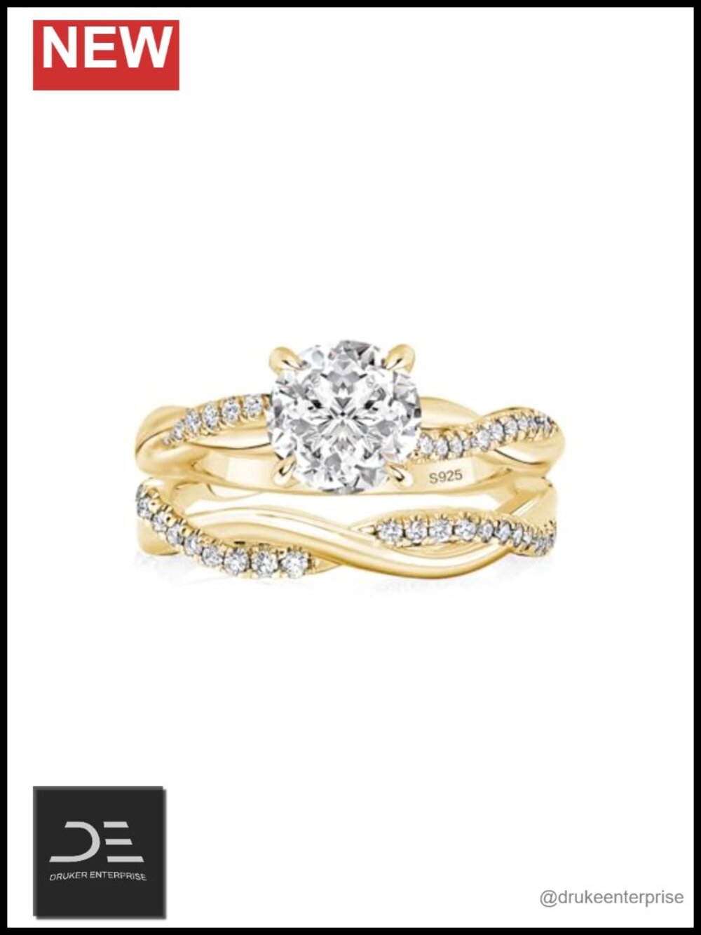 1.2ct Moissanite Non-Tarnish 925 Sterling Silver Wedding Ring Set